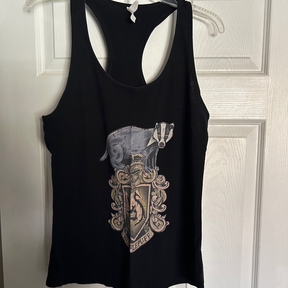 Warner Bros. Black Tank Top with Hufflepuff Crest